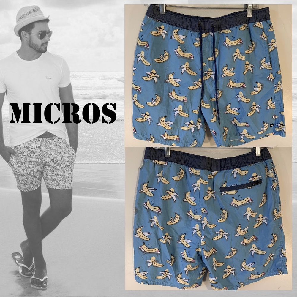 Micros Bananas Swim Trunks Large 7" inseam